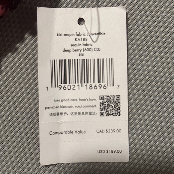 Kate Spade ♠️ Kiki Convertible Sequin Wristlet (Deep Berry) - Picture 6 of 13